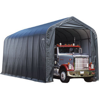 ShelterLogic Grey Automotive/ Boat Peak Style Outdoor Garage Storage Shed 18 feet wide x 24 feet long x 10 feet high