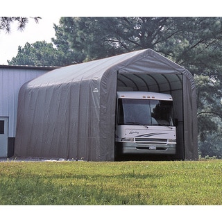 ShelterLogic Grey Automotive/ Boat Peak Style Outdoor Garage Storage Shed 18 feet wide x 28 feet long x 10 feet high