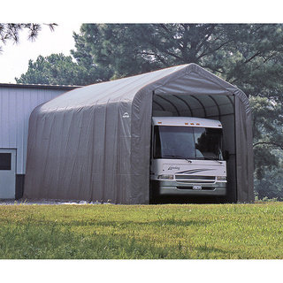 ShelterLogic Grey Automotive/ Boat Peak Style Outdoor Garage Storage Shed 18 feet wide x 20 feet long x 12 feet high
