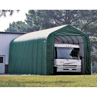 ShelterLogic Green Automotive/ Boat Peak Style Outdoor Garage Storage Shed 18 feet wide x 28 feet long x 12 feet high