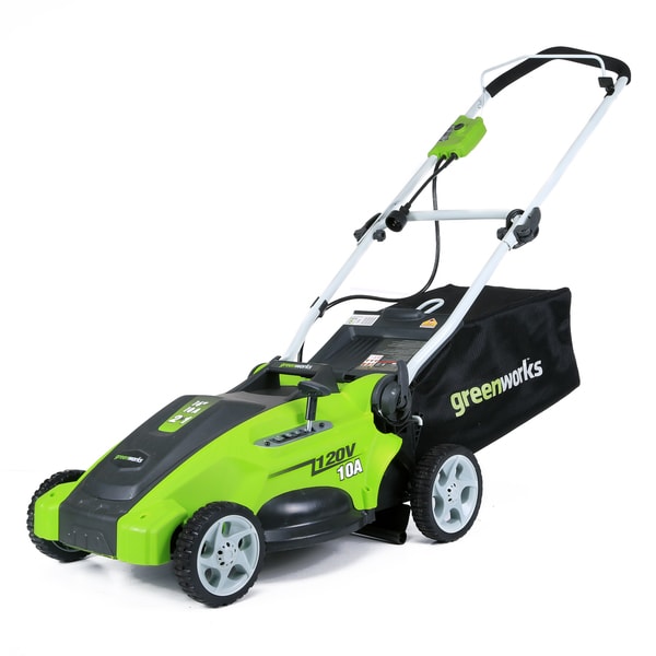 GreenWorks 25142 10-amp Corded 16-inch Lawn Mower. Opens flyout.