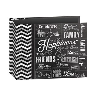 Pioneer 3-Ring Printed "Happiness" Chalkboard Design Scrapbook Binder for 12" by 12" Pages with Bonus Refill Pack