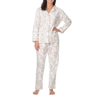 La Cera Women's Long Sleeve Floral Print Pajama Set