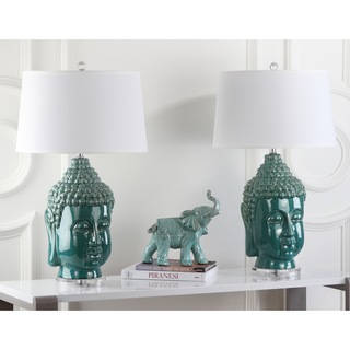 Safavieh Lighting 31-inch Serenity Teal Buddha Lamp (Set of 2)