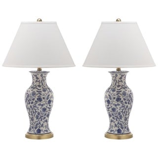 Safavieh Lighting 29-inch Beijing Blue/ White Floral Urn Lamp (Set of 2)