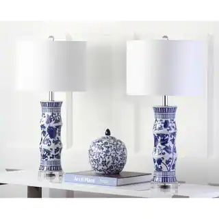 Safavieh Lighting 28.5-inch Sandy White/ Blue Table Lamp (Set of 2)