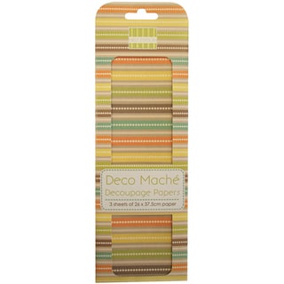 Deco Mache Paper 10.25"X14.75" 3/Pkg-Boho Chic, Stripes