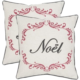 Safavieh Noel Beige/ Red 18-inch Throw Pillows (Set of 2)