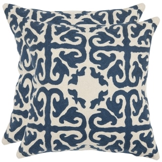 Safavieh Morrocan Navy Blue 22-inch Square Throw Pillows (Set of 2)