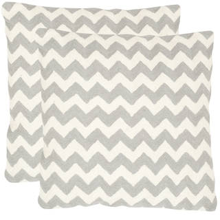 Safavieh Striped Telea Light Grey 22-inch Square Throw Pillows (Set of 2)