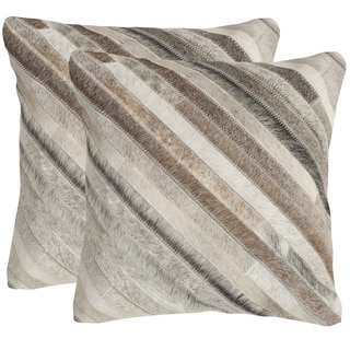 Safavieh Cherilyn Grey 22-inch Square Throw Pillows (Set of 2)