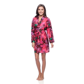 Aegean Apparel Women's Abstract Paint Printed Tricot Robe