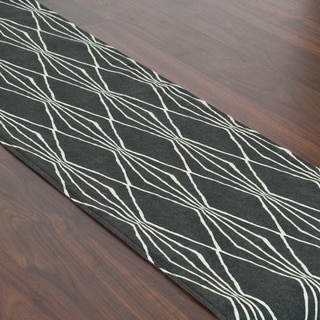 Handcut Shapes Charcoal Grey Lined Table Runner