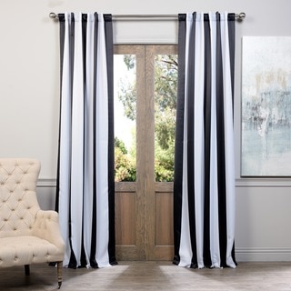 Exclusive Fabrics Black and White Vertical Striped Blackout Curtain Panel Set