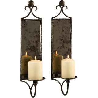 Hammered Mirror Wall Sconce Candle (Set of 2)