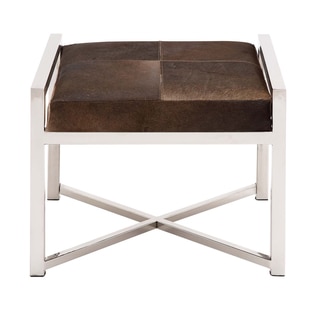 Modern Design Stainless Steel and Cowhide Leather Ottoman