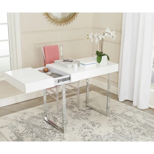 Safavieh Modern Glam Berkley Modern White/ Chrome Desk