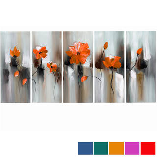 Modern Flower' Large 5-piece Gallery-wrapped Canvas