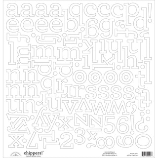 Chippers Monochromatic Chipboard Alphabet Stickers 12"X12"-Lily White