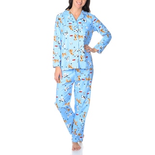 La Cera Women's Dog Print Pajama Set