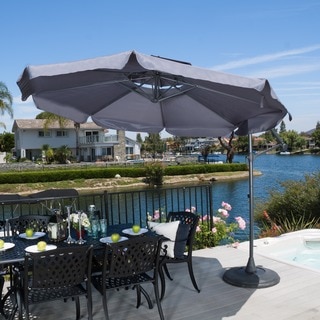 Outdoor Baja Banana Canopy Umbrella with Base by Christopher Knight Home