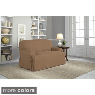 Tailor Fit Relaxed Fit Smooth Suede T-cushion Loveseat Slipcover