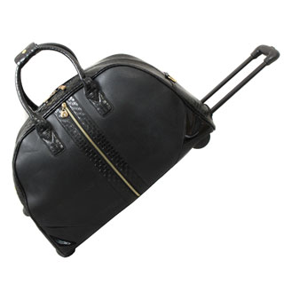 Hang Accessories Black Textured Braid Weekender Rolling Upright Duffel Bag