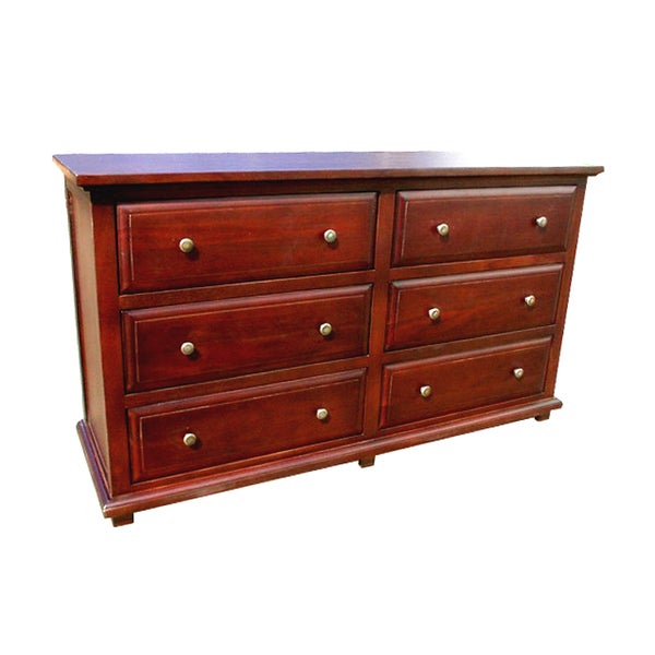 D-Art Collection Mahogany Java 6 Drawer Double Dresser. Opens flyout.
