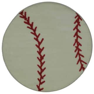 Baseball Shaped Accent Area Rug (3'2 x 3'2)