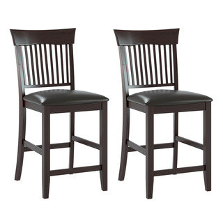 CorLiving Chocolate Black Bonded Leather Bistro Dining Chairs (Set of 2)