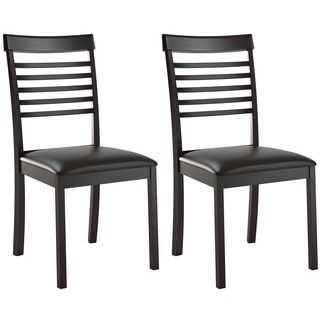 CorLiving Chocolate Black Bonded Leather Ladder Back Dining Chairs (Set of 2)