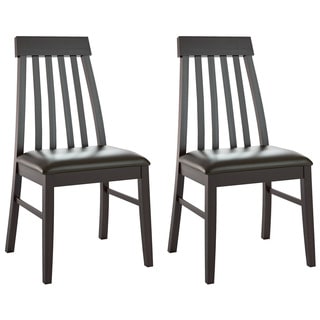 CorLiving DKR-609-C Tapered Back Chocolate Black Bonded Leather Dining Chairs (Set of 2)