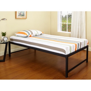 Black Steel Hi-riser Twin Bed with Pop-up Trundle