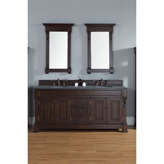 James Martin Furniture 72-inch Brookfield Burnished Mahogany Double Vanity with Marble Top