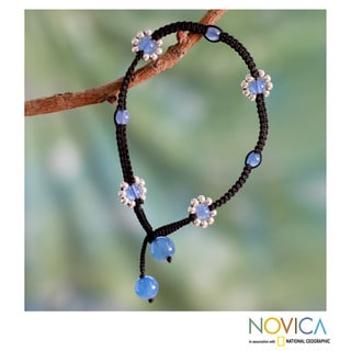 Chalcedony 'Blue Mood' Beaded Anklet (India)
