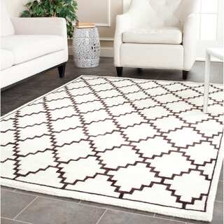 Safavieh Hand-knotted Moroccan Mosaic Beige/ Charcoal Wool/ Viscose Rug (6' x 9')