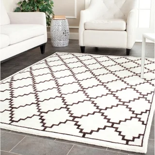 Safavieh Hand-knotted Moroccan Mosaic Beige/ Charcoal Wool/ Viscose Rug (8' x 10')