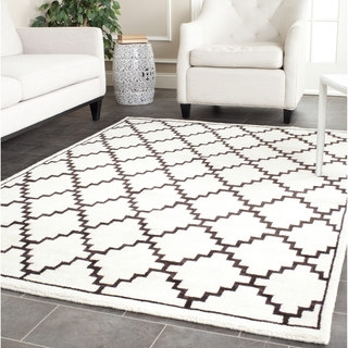 Safavieh Hand-knotted Moroccan Mosaic Beige/ Charcoal Wool/ Viscose Rug (9' x 12')