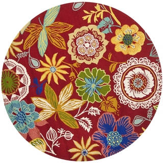 Safavieh Hand-Hooked Four Seasons Red/ Multicolored Polyester Rug (8' Round)