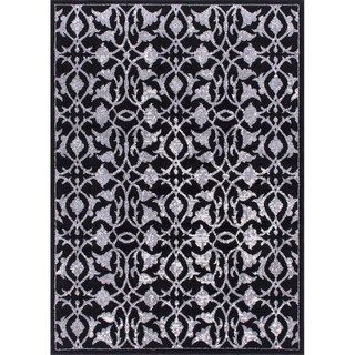 Rug Squared Riverside Black Abstract Area Rug (2'2 x 7'3)