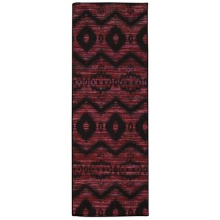 Rug Squared Olympia Burgundy/ Black Graphic Area Rug (2'6 x 7'6)