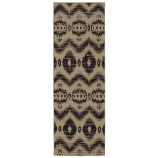 Rug Squared Olympia Beige Black Graphic Area Rug (2'6 x 7'6)