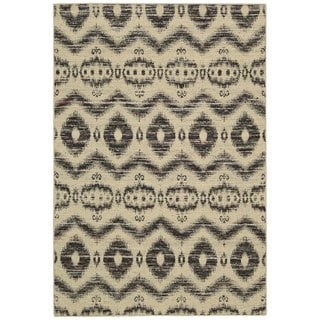 Rug Squared Olympia Beige Black Graphic Area Rug (8' x 10'6)