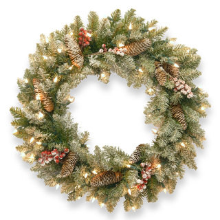 24-inch Dunhill Fir Wreath with Clear Lights