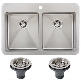 Ticor TR1700BG-DEL 33 Inch 16 Gauge Double Bowl Stainless Steel Overmount Drop-in Kitchen Sink