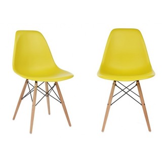 Yellow Plastic Dining Shell Chair (Set of 2)