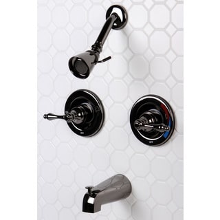 Black Nickel Double-handle Pressure Balance Tub and Shower Faucet