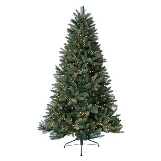 7-foot Prelit Artificial Highland Fir Tree with 450 LED Warm Lights and Metal Stand