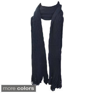Kate Marie 'Viana' Double Layer Fringe Knit Scarf