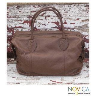 Handcrafted Leather 'Let's Go In Brown' Travel Bag (Mexico)